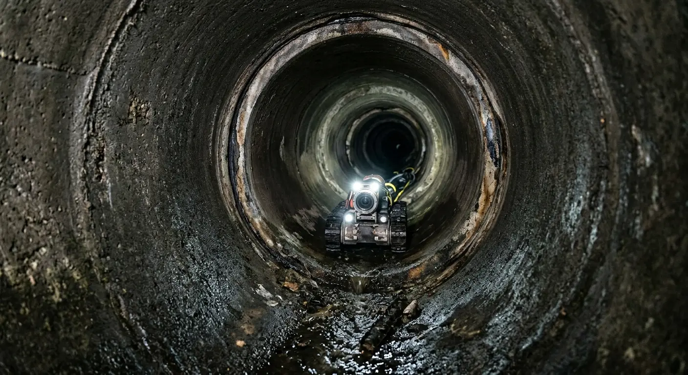Robotic sewer camera inspecting pipe interior for Drain Snake Service in Helena-West Helena
